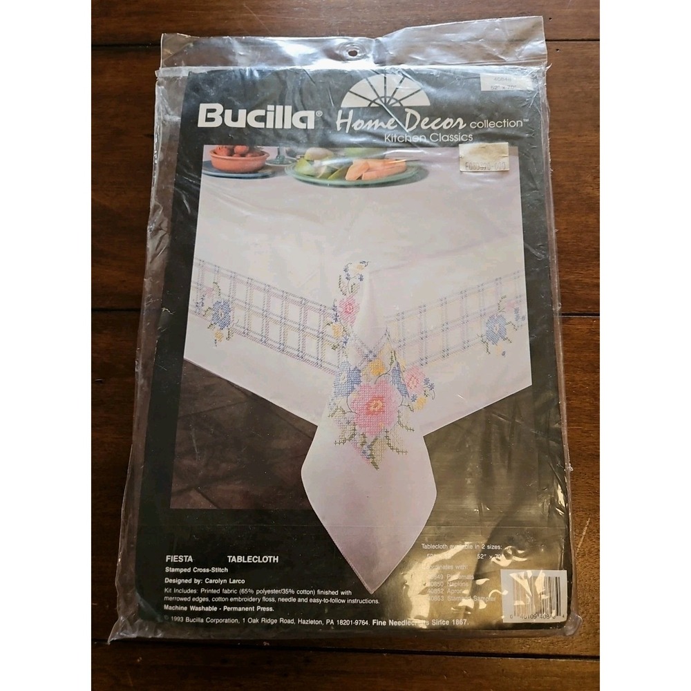 Fiesta Bucilla Kit Table Cloth Stamped Cross STITCH 52" X 70" SEALED 40848